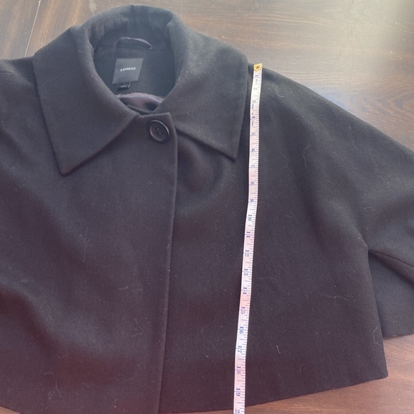 EXPRESS Black cape style wool blend jacket L - Picture 4 of 7